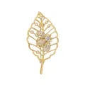 Elegant gold leaf brooch with crystal bee, luxury suit pin for women's accessories. - Champagne Gold Bee Leaf (TXZ184)