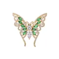 Elegant gold butterfly brooch with shimmering green and white marquise-cut crystals - Butterfly Style (TXZ229) / Champagne Gold
