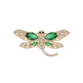 Exquisite vintage dragonfly brooch featuring sparkling green crystals and gold-plated wings - Dragonfly Style (TXZ234) / Champagne Gold