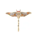 Elegant gold-plated dragonfly brooch with blue enamel wings and sparkling rhinestones - Gold Dragonfly (TXZ922058)