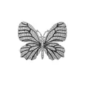 Elegant butterfly brooch pin with sparkling crystals in silver and black finish. - Butterfly - Silver (TXZ162)