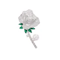 Elegant silver-toned rose brooch encrusted with sparkling stones and a white pearl - Rose - Silver (TXZ173)