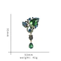 Vintage crystal brooch with teardrop pendant, measuring 95mm by 53mm and weighing 41g - Emerald Royal Blue Rhinestone Style (XD9048)