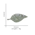 Vintage-style green leaf brooch with pearls, 45x22mm size and 8g weight details. - Green Veined Pearl Leaf Style (XD10326)