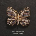 Elegant alloy butterfly brooch with colorful rhinestones for clothing decor - Purple and Blue Butterfly Style (XD7339-1)