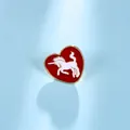 Heart-shaped red enamel brooch with white unicorn design for summer shirts and tees - Red Unicorn Heart Style (TZ051)