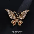 Elegant vintage gold butterfly brooch with shimmering crystals and rhinestones for women - Retro Amber Butterfly Brooch (XD10854-4)