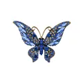 Elegant butterfly brooch with sparkling blue crystals in a vintage gold-tone finish - Retro Blue Butterfly Style (XD10854-6)