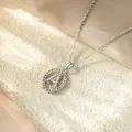 Close-up detail of an elegant micro-paved zircon letter A pendant necklace for women - Necklace A / Silver