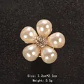 Elegant cream pearl flower brooch pin with central rhinestone cluster for suits - Pearl Five-Petal Flower Style (XD7993)