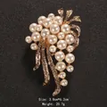 Vintage gold-toned cluster brooch with white pearls and sparkling rhinestones - Grape Cluster Style (1328) / Gold