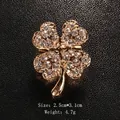 Exquisite small gold-colored four-leaf clover brooch with sparkling rhinestones for women - Four-leaf Clover Style (XD3026) / Gold with Full White Rhinestones