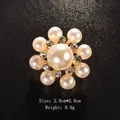 Elegant faux pearl flower brooch with rhinestone accents for suit and coat lapels - Large Pearl Floral (XD8961-1) / Safety Pin / Gold