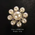 Elegant pearl and rhinestone flower shaped brooch pin for suit and dress coats - Large Pearl Floral (XD8961-2) / Safety Pin / Silver