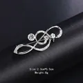 Elegant silver-tone musical note brooch with sparkling rhinestones, 5.5cm length - Music Note Style (XD9114) / 2.3x5.5cm / Silver