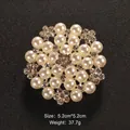 Elegant pearl and rhinestone cluster flower brooch for coats, 5.2cm size. - Circular Flower Style (XD-042) / Size: 5.2x5.2cm / Silver