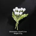 Elegant green leaf and white pearl brooch pin accessory for coats and sweaters - Lily of the Valley Bouquet Style (XD10328)