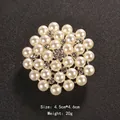 Elegant floral pearl brooch pin with rhinestones, size 4.5x4.6cm, silver-tone finish. - Petal Shape Style (XD973) / Size: 4.5x4.6cm / Silver