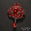 Elegant vintage red crystal teardrop brooch pin with ornate silver-tone floral design - Red Style (XD145-4)