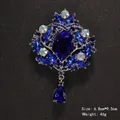 Vintage royal blue crystal waterdrop brooch pin for suits and dresses accessory - Deep Blue Style (XD145-5)