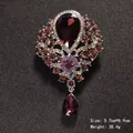 Vintage palace style water drop rhinestone brooch with large dark red jewel pin - Gradient Red Diamond Palace Style (Dark Brown)