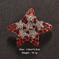 Elegant five-pointed star brooch pin with vibrant red and white crystals in silver finish - Star Rhinestone Style (XD8173)
