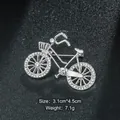 Elegant silver-tone bicycle brooch with sparkling rhinestones, 3.1x4.5cm, 7.1g - Bicycle Shape (XD8169) / Silver