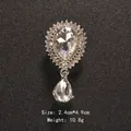 Elegant vintage teardrop crystal brooch pin with silver finish for coats and jackets - Water Drop Crystal Style (XD8234) / Silver