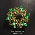 Elegant green crystal wreath brooch in gold-tone alloy, 5.1x5.1cm fashion jewelry pin - 5.1x5.1cm / Gold Green