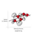 Vintage silver leaf branch brooch with red berries and detailed dimensions shown - Antique Silver Branch Red Bead Style (XD10413)