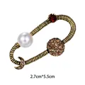 Vintage Baroque style brooch pin with pearl and rhinestones 2.7x5.5cm - Ornate Pearl Ball Gemstone Pin (XD10535-1)