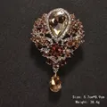 Elegant vintage palace style champagne rhinestone water drop brooch for luxury gowns - Tea Colored Gemstone Palace Style (Brown)