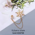 Elegant golden snowflake brooch with white pearls and delicate chain detail for clothing - 15.5cm*3.5cm / Gold Snowflake Chain (XD8798)