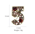 Vintage gold-tone number 5 brooch decorated with red and amber rhinestones and crystals - Number 5 Hollow Rhinestone Style (XD10530)