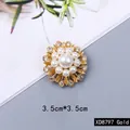 Elegant gold floral pearl brooch 3.5cm for suits and dresses accessories - 3.5cm*3.5cm / Gold Sunflower (XD8797)