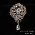 Vintage teardrop rhinestone brooch featuring clear crystal accents in a silver-tone finish - Palace Water Drop Main Diamond Style (XD7406-1)