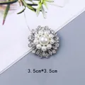Elegant silver floral brooch with pearls and rhinestones, 3.5cm size, SKU XD8797 - Silver Sunflower (XD8797)