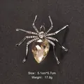 Gothic spider brooch with champagne amber crystal and clear rhinestones for coat - Champagne Spider Style (XD7934-2)