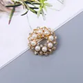 Elegant gold floral brooch with pearls and crystals, 4x4cm size, SKU XD8796 Gold - Gold Hollow Petal (XD8796)