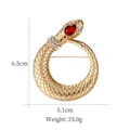 Elegant golden snake brooch pin with red teardrop gemstone and crystals decoration - Vintage Gold Snake Red Stone Style (XD9445-2)