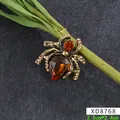 Elegante vintage speld in de vorm van een spin met amberkleurige kristallen - 2.5cm*2.4cm / Spin Stijl (XD8768)