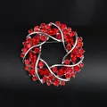 Elegant red crystal wreath brooch pin featuring marquise stones in silver-toned alloy - Silver Red
