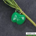 Groene appel speld met lachend gezicht, 3,0 cm, metalen emaille sieraad voor jassen - 3.0cm*3.0cm / Beige Appel Stijl (XD8774)