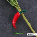 Rode chilipeper emaille broche met groene steel, 4,5 cm groot, SKU-variantweergave - Roze Chili Stijl (XD8783)