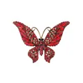 Eleganter Schmetterling-Brosche mit roten Kristallen und Gold-Finish für Anzüge - Rot