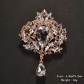 Elegant vintage water-drop crystal brooch in rose gold finish for dresses and suits - Transparent Rose Gold Style (XD145-3)
