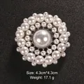 Elegant white pearl flower brooch pin for women fashion accessories, size 4.3x4.3cm - Pearl Round Floral Style (XD8375)