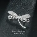 Elegant silver dragonfly brooch pin featuring sparkling clear crystal rhinestones for women - Dragonfly Shape (XD7989) / Silver