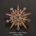 Elegant gold-toned star-shaped crystal brooch with sparkling rhinestone details - Star Snowflake Style (XD9077) / Champagne
