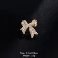 Exquisite gold bow brooch pin with clear rhinestones for elegant collar decoration - Mini Minimalist Pave Bowknot (XD11054) / 2.1x2.2cm / Minimalist Pave Bowknot (Gold)